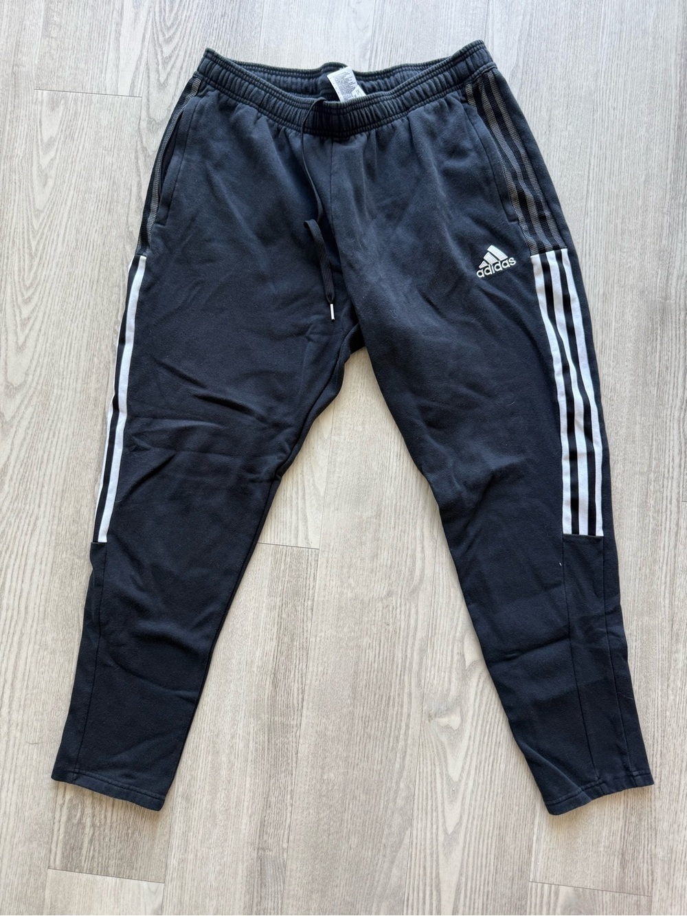 adidas Black Joggers with White Three-Stripes